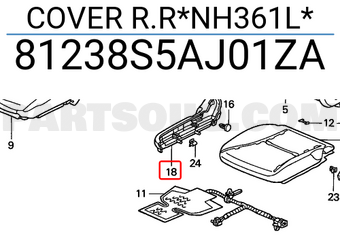 Honda 81238S5AJ01ZA COVER R.R*NH361L*