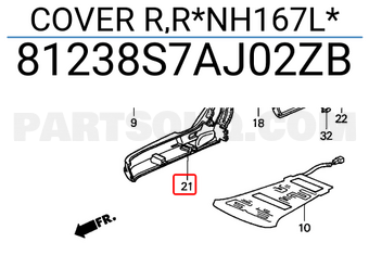 Honda 81238S7AJ02ZB COVER R,R*NH167L*