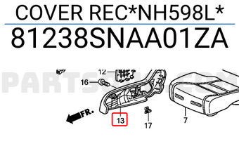 Honda 81238SNAA01ZA COVER REC*NH598L*
