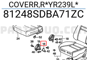 Honda 81248SDBA71ZC COVERR,R*YR239L*