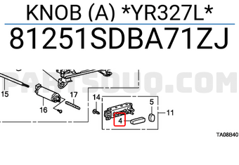 Honda 81251SDBA71ZJ KNOB (A) *YR327L*