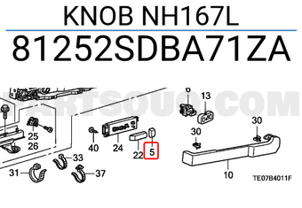Honda 81252SDBA71ZA KNOB NH167L
