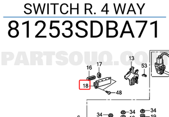 Honda 81253SDBA71 SWITCH R. 4 WAY