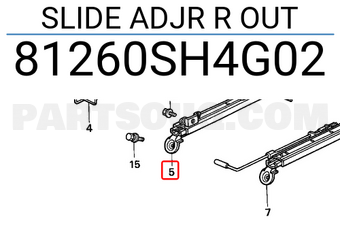 Honda 81260SH4G02 SLIDE ADJR R OUT