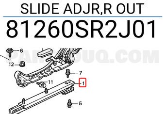 Honda 81260SR2J01 SLIDE ADJR,R OUT