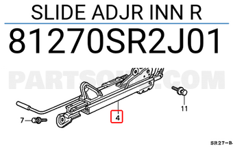 Honda 81270SR2J01 SLIDE ADJR INN R