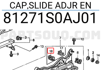 Honda 81271S0AJ01 CAP,SLIDE ADJR EN