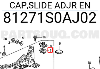 Honda 81271S0AJ02 CAP,SLIDE ADJR EN