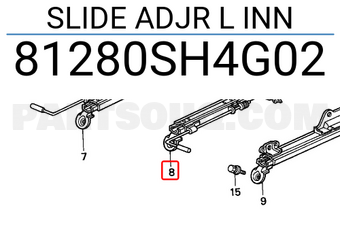 Honda 81280SH4G02 SLIDE ADJR L INN