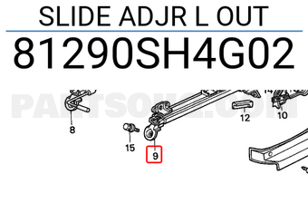 Honda 81290SH4G02 SLIDE ADJR L OUT