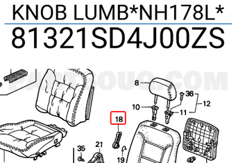 Honda 81321SD4J00ZS KNOB LUMB*NH178L*