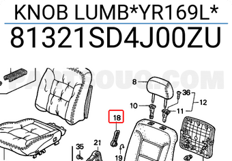 Honda 81321SD4J00ZU KNOB LUMB*YR169L*