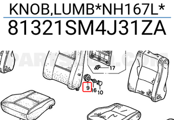 Honda 81321SM4J31ZA KNOB,LUMB*NH167L*