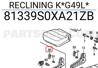 Honda 81339S0XA21ZB RECLINING K*G49L*