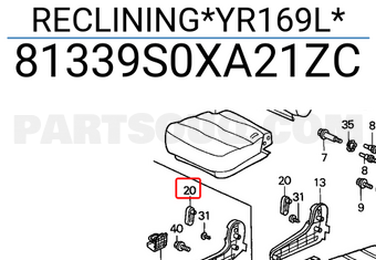 Honda 81339S0XA21ZC RECLINING*YR169L*
