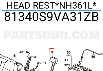 Honda 81340S9VA31ZB HEAD REST*NH361L*