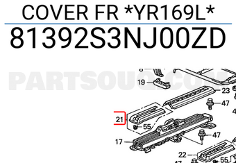 Honda 81392S3NJ00ZD COVER FR *YR169L*