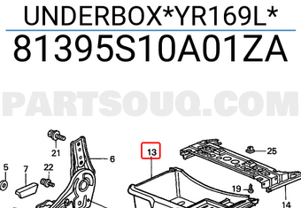 Honda 81395S10A01ZA UNDERBOX*YR169L*