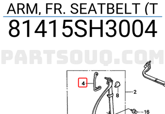 Honda 81415SH3004 ARM, FR. SEATBELT (T