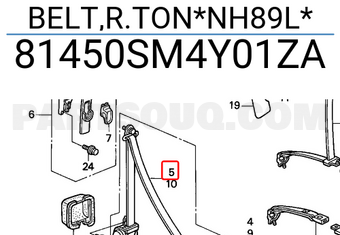 Honda 81450SM4Y01ZA BELT,R.TON*NH89L*
