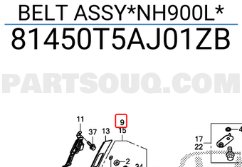 Honda 81450T5AJ01ZB BELT ASSY*NH900L*