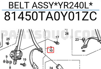 Honda 81450TA0Y01ZC BELT ASSY*YR240L*