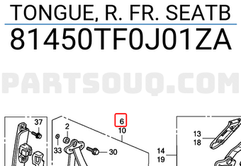 Honda 81450TF0J01ZA TONGUE, R. FR. SEATB