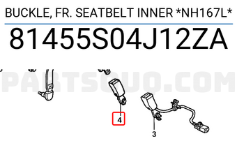 Honda 81455S04J12ZA BUCKLE, FR. SEATBELT INNER *NH167L*