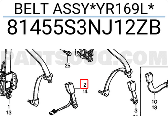 Honda 81455S3NJ12ZB BELT ASSY*YR169L*