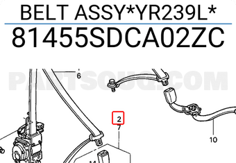 Honda 81455SDCA02ZC BELT ASSY*YR239L*