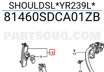 Honda 81460SDCA01ZB SHOULDSL*YR239L*