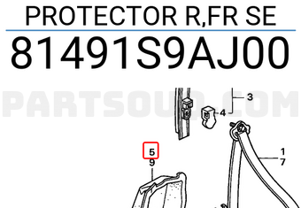 Honda 81491S9AJ00 PROTECTOR R,FR SE