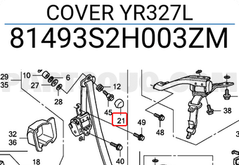 Honda 81493S2H003ZM COVER YR327L