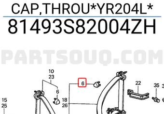 Honda 81493S82004ZH CAP,THROU*YR204L*
