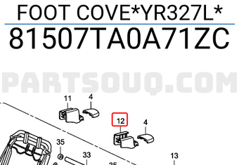 Honda 81507TA0A71ZC FOOT COVE*YR327L*