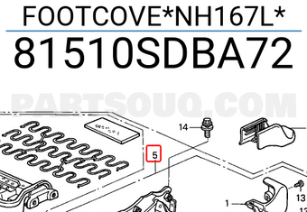Honda 81510SDBA72 FOOTCOVE*NH167L*