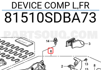 Honda 81510SDBA73 DEVICE COMP L,FR