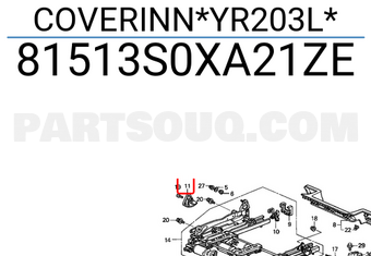 Honda 81513S0XA21ZE COVERINN*YR203L*