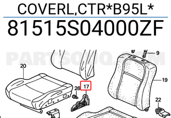 Honda 81515S04000ZF COVERL,CTR*B95L*