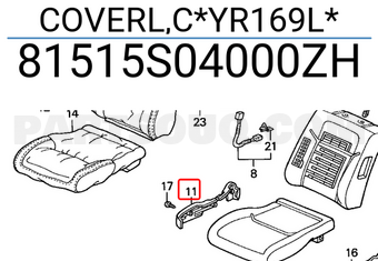 Honda 81515S04000ZH COVERL,C*YR169L*