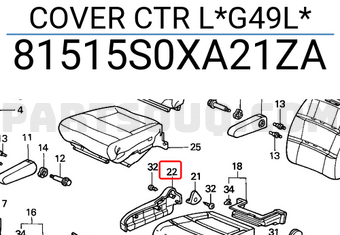 Honda 81515S0XA21ZA COVER CTR L*G49L*