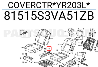 Honda 81515S3VA51ZB COVERCTR*YR203L*