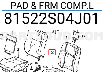 Honda 81522S04J01 PAD & FRM COMP,L
