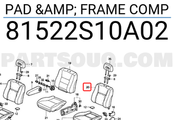 Honda 81522S10A02 PAD & FRAME COMP