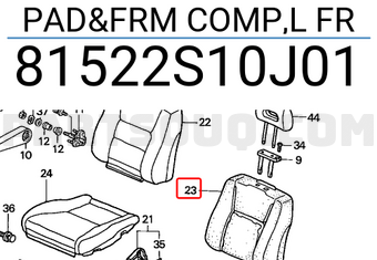 Honda 81522S10J01 PAD&FRM COMP,L FR
