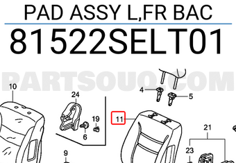 Honda 81522SELT01 PAD ASSY L,FR BAC