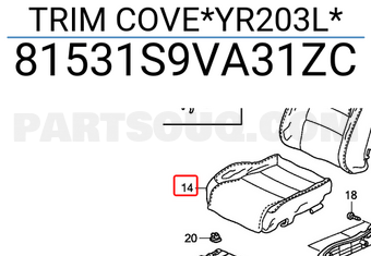 Honda 81531S9VA31ZC TRIM COVE*YR203L*