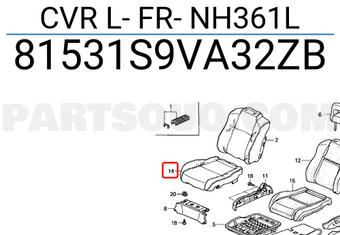 Honda 81531S9VA32ZB CVR L- FR- NH361L