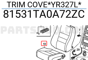 Honda 81531TA0A72ZC TRIM COVE*YR327L*