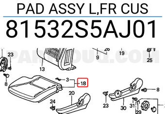 Honda 81532S5AJ01 PAD ASSY L,FR CUS